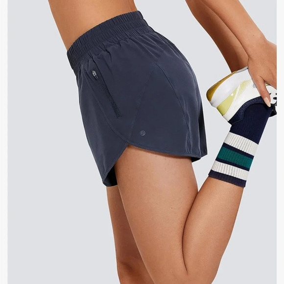 CRZ YOGA High waisted Running Shorts Mesh Liner Zip Pocket - Picture 1 of 8